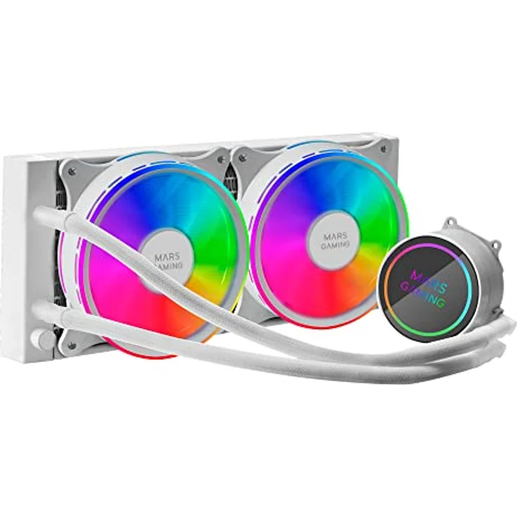 Mars Gaming ML-ONE240, CPU Wasserkühler mit Infinity Mirror FRGB und 400 W Leistung, Weiss – Bild 1