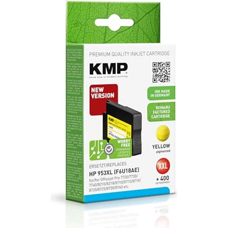 KMP H166YX Tintenpatrone ERSETZT 953XL, yellow, 30ml Füllmenge für ca. 2.000 Seiten – Bild 1