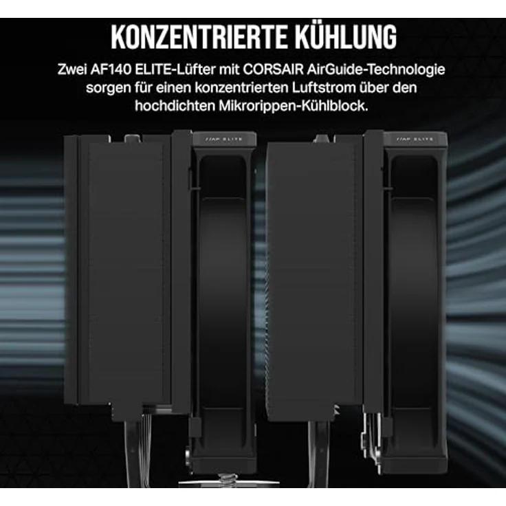 CORSAIR A115 Hochleistungs-Tower-CPU-Luftkühler - Slide-and-Lock-Lüfterhalterung - Zwei Corsair AF140 Elite-Lüfter Vorinstallierte Wärmeleitpaste - Schwarz - Preisvergleich – Bild 5