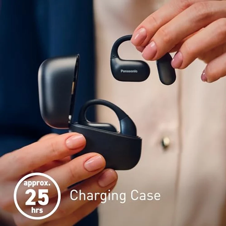Panasonic RB-F10DE-K, Bluetooth Open Ear Kopfhörer mit ANC, 25 h Akkulaufzeit, kabellos, schwarz – Bild 2