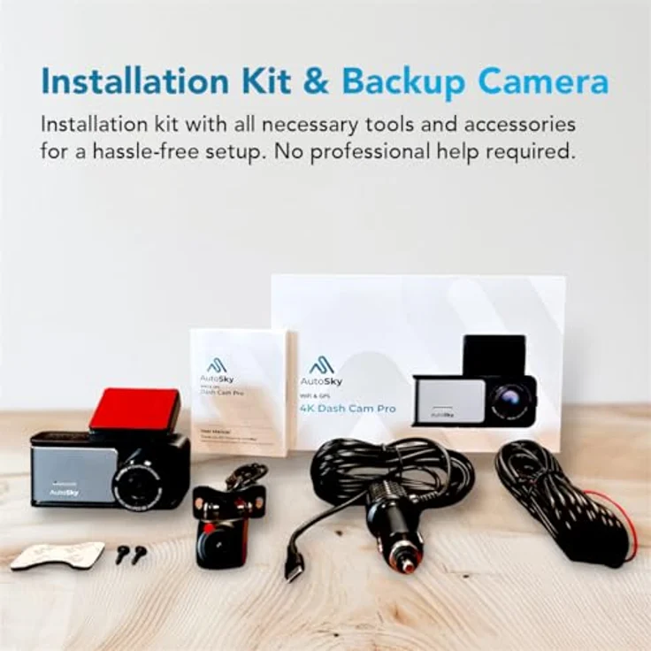 AutoSky 4K Dual Dashcam mit GPS & WLAN – Frontkamera 4K Ultra HD, Rückkamera 1080P, 140° Weitwinkel, G-Sensor, Loop- & Zeitraffer-Aufnahme, Nachtsicht, Bewegungserkennung, schwarz – Bild 5