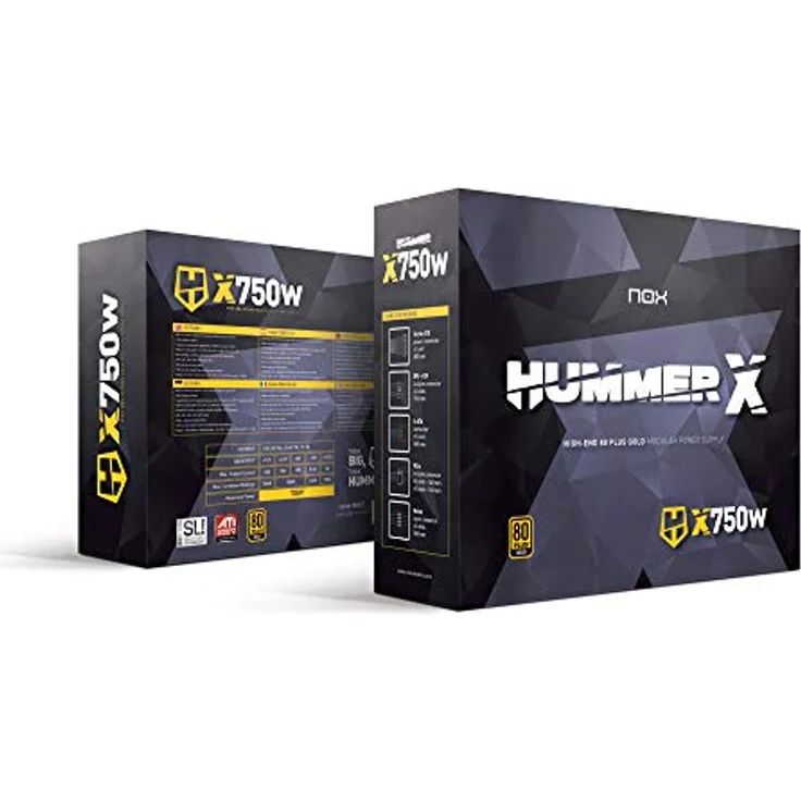 Nox Hummer X750W, PC Netzteil mit 750 W, 80 PLUS Gold-Zertifizierung, modulares Kabelmanagement, aktive Kühlung, Schwarz – Bild 8