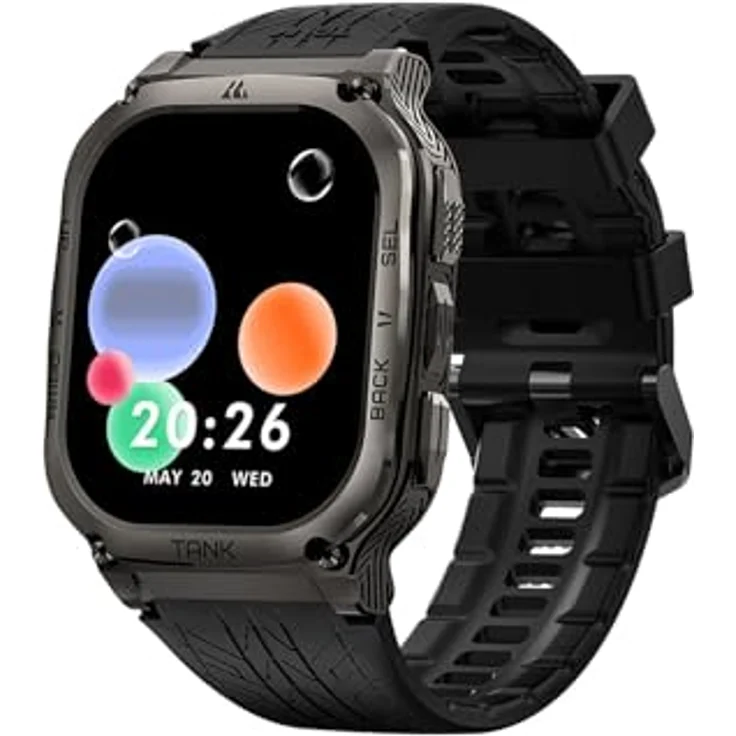 KOSPET Tank M3, Smart Watch 49 mm mit Bluetooth Calling, IP69K wasserdicht und 170+ Sportmodi - Schwarz – Bild 2