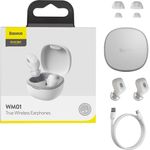 Baseus Encok WM01 TWS Wireless In-Ear Kopfhörer, Bluetooth 5.3, verbesserte Version, weiß, kompakte Bauweise mit starkem Bass und Geräuschunterdrückung