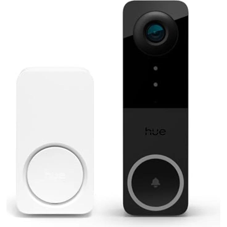 Philips Hue Secure Video-Türklingel, kabelgebunden, 2K-Auflösung, Weitwinkel, Bewegungserkennung, Echtzeit-App-Benachrichtigungen, Zwei-Wege-Audio – Bild 1
