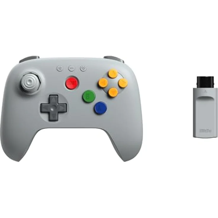 8BitDo 64 Wireless 2.4G, Wireless Controller in Classic Grey mit Hall Effect-Joystick, Turbo-Unterstützung und Vibration für Nintendo 64 – Bild 1