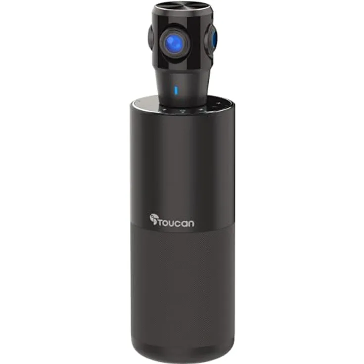 TOUCAN Video Conference System 360, Professionelle Plug-und-Play-USB-Webcam mit 360°-Kamera, omnidirektionalem Mikrofon, KI-Sprachverfolgung und klarem Audio-Lautsprecher für Videoanrufe zu Hause