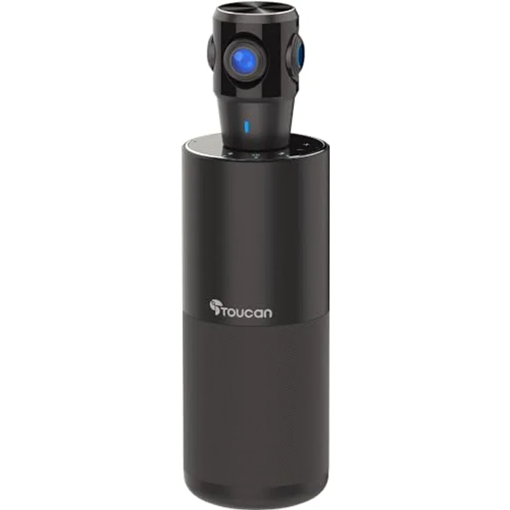 TOUCAN Video Conference System 360, Professionelle Plug-und-Play-USB-Webcam mit 360°-Kamera, omnidirektionalem Mikrofon, KI-Sprachverfolgung und klarem Audio-Lautsprecher für Videoanrufe zu Hause – Bild 1