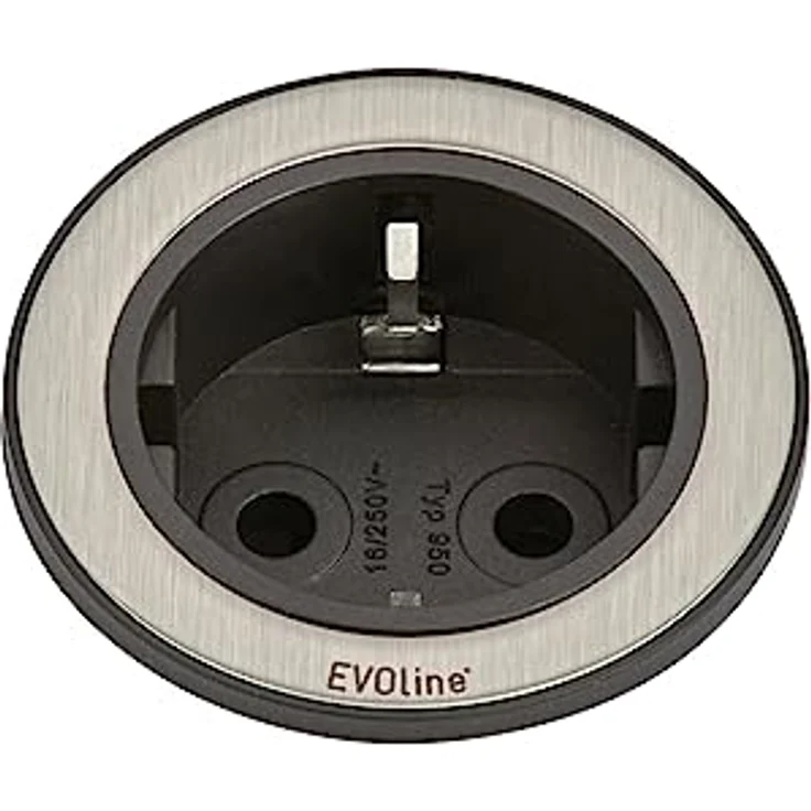 EVOline ONE | Einbausteckdose rund | Rahmen Edelstahl Dekor | 73 x 54 mm – Bild 1