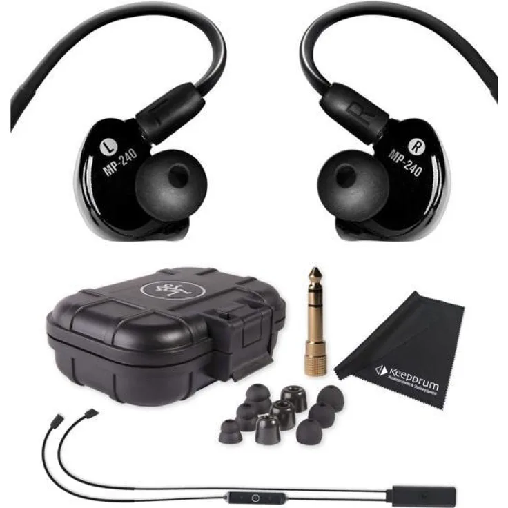 Mackie MP-240, In-Ear Kopfhörer mit Bluetooth-Adapter und Reinigungstuch, schwarz