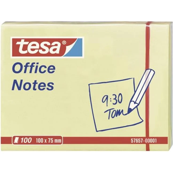 tesa Haftnotizblock Office Notes, gelbe Notizaufkleber, 100 Stück, 100x75mm – Bild 1