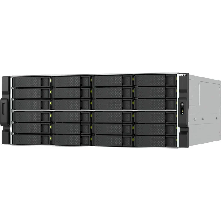 QNAP TS-h2477AXU-RP Speicherserver Rack (4U), AMD Ryzen 7 7745, 32 GB DDR5, ZFS-Datenintegrität, 24 SATA-Laufwerksschächte, Schwarz/Grau