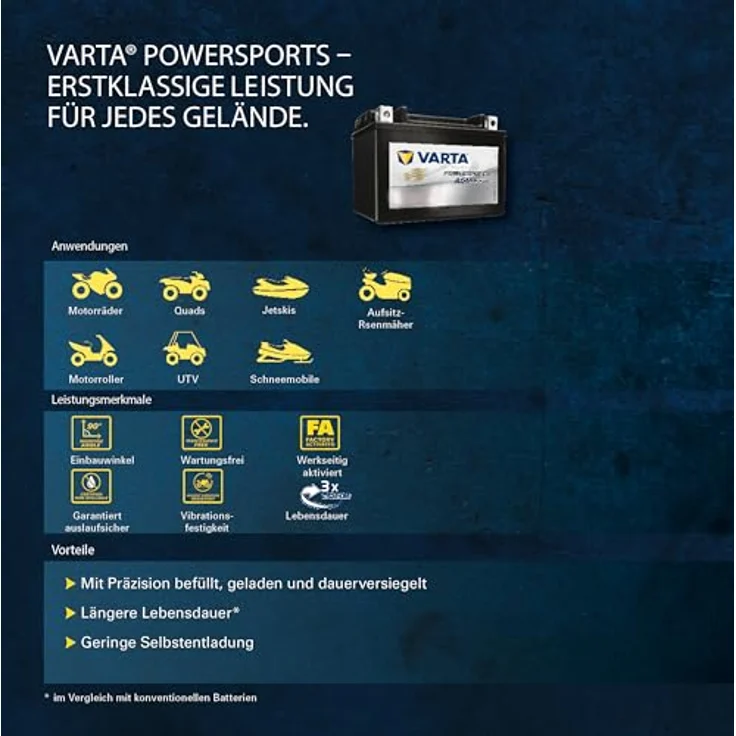 Varta Powersports AGM Motorradbatterie TX7L, 12V 6Ah, rüttelfest, gasdicht, hohe Lebensdauer – Bild 4