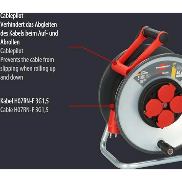 Brennenstuhl Professional SteelCore Kabeltrommel SC 4100 IP44 (40m, Stahlblech, Made in Germany) – Bild 4