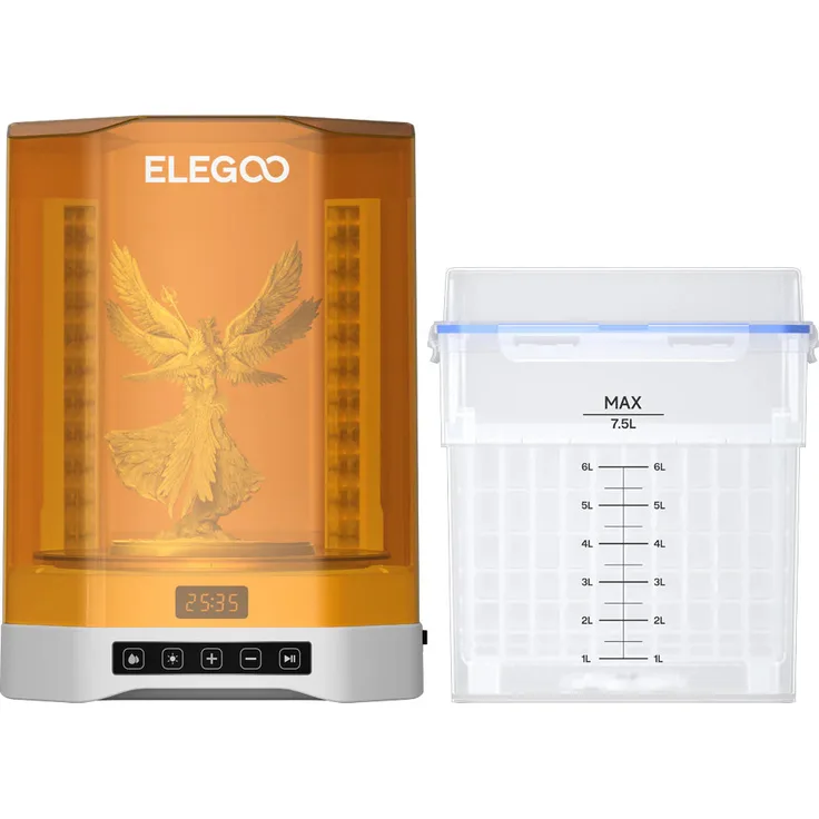 ELEGOO Mercury Plus V3.0, Druckreinigungsgerät mit 7,5 Liter Volumen, 360° rotierendem Plattenteller und 24 UV-Lichtern
