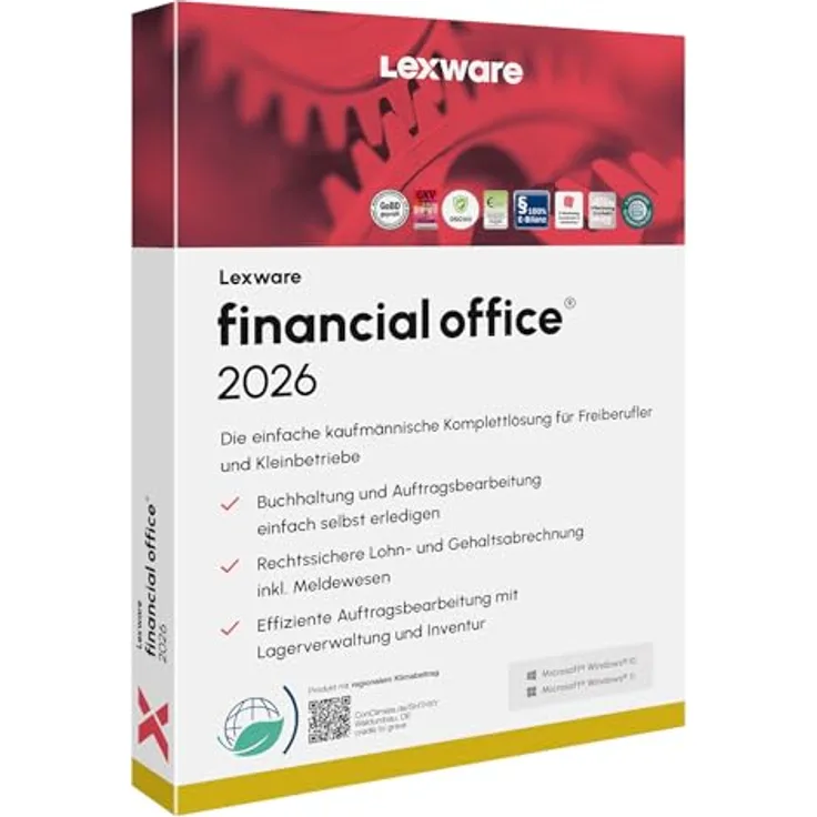 Haufe-Lexware Lexware financial office 2026 Basis Minibox, kaufmännische Komplett-Lösung mit 365 Tagen Lizenz, inkl. Buchhaltung, Auftragsbearbeitung, Lohnabrechnung
