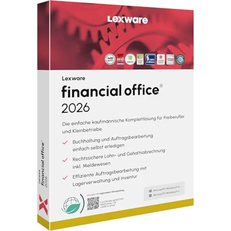 Haufe-Lexware Lexware financial office 2026 Basis Minibox, kaufmännische Komplett-Lösung mit 365 Tagen Lizenz, inkl. Buchhaltung, Auftragsbearbeitung, Lohnabrechnung – Bild 1