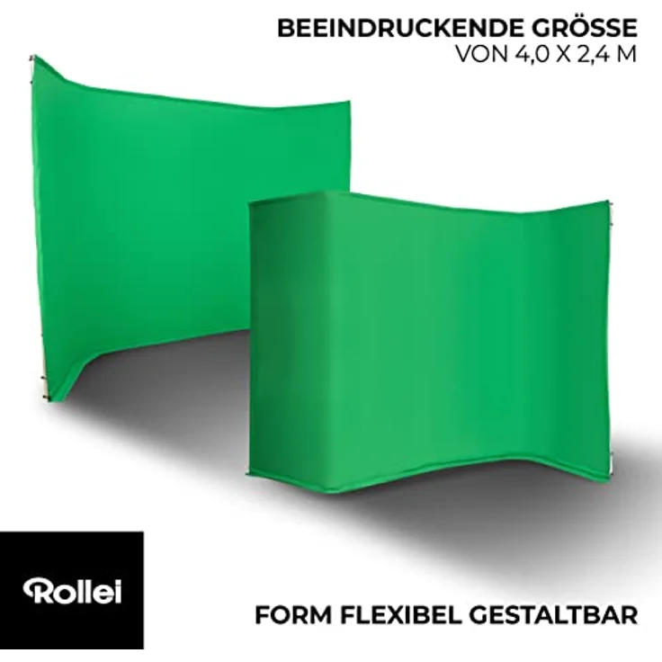 Rollei Panorama Greenscreen-Set, Chroma Keying Background, 4m Breite, 2,4m Höhe, Aluminiumgestell, reflexionsfrei – Bild 4