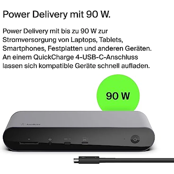 Belkin Thunderbolt 4 Dock Pro, geeignet für 1 Monitor (8K bei 30 Hz) oder 2 Monitore (4K), Docking Station mit 2 Thunderbolt 4-Ports, 2 HDMI-Ports, 90 W PD, Audio-Ein-/Ausgang, für MacBook Pro und XPS – Bild 5