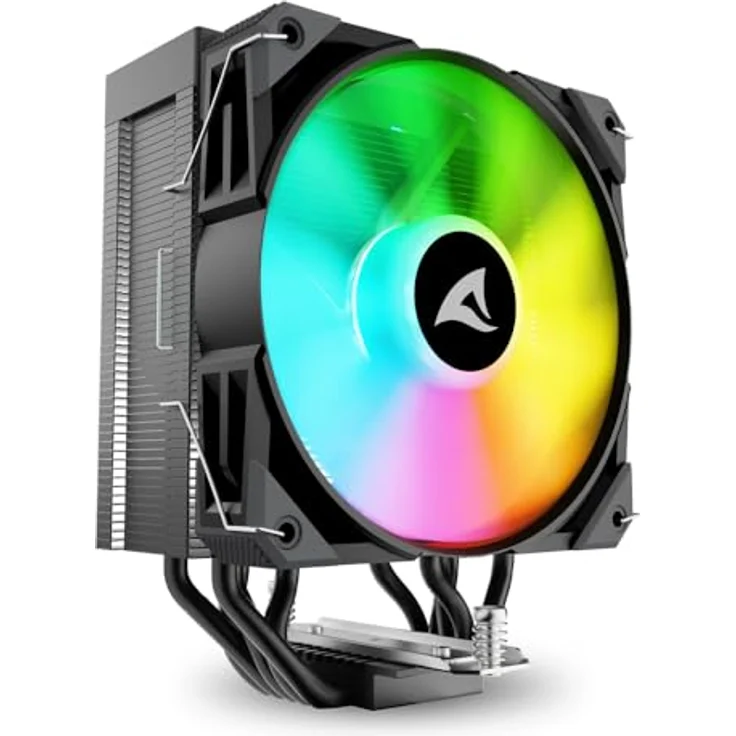 Sharkoon A50 RGB Black Air Cooler, CPU Kühler mit 230W TDP und variabler Lüftergeschwindigkeit, Schwarz – Bild 1