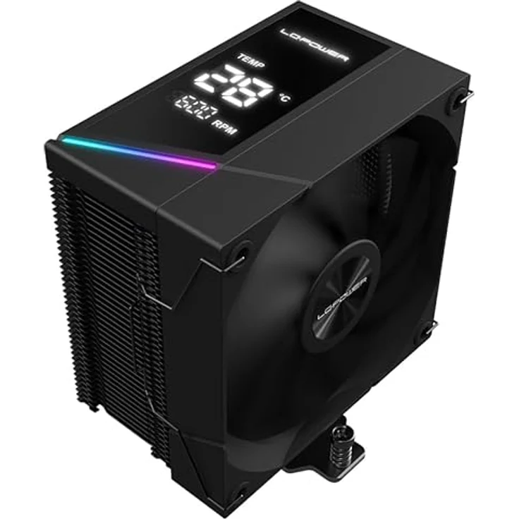 LC-Power LC-CC-120-DB6, Aktiver CPU-Kühler mit integrierter Temperaturanzeige, 125 mm, Schwarz – Bild 2