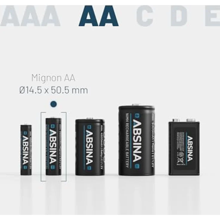 ABSINA 4X Solar Akku AA wiederaufladbar 800mAh 1.2V NiMH - Mignon AA Solar Batterien mit geringer Selbstentladung - Akku Solar Batterie, Akkus für Solarlampen – Bild 4