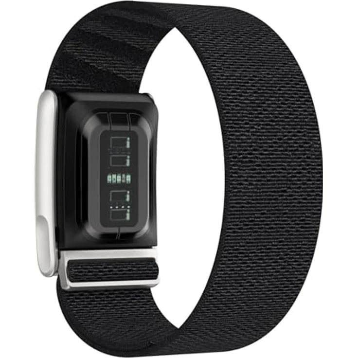 Wigento Smartwatch-Armband Nylon für Whoop 5.0, elastisch und verstellbar, schwarz, Zinklegierung – Bild 2