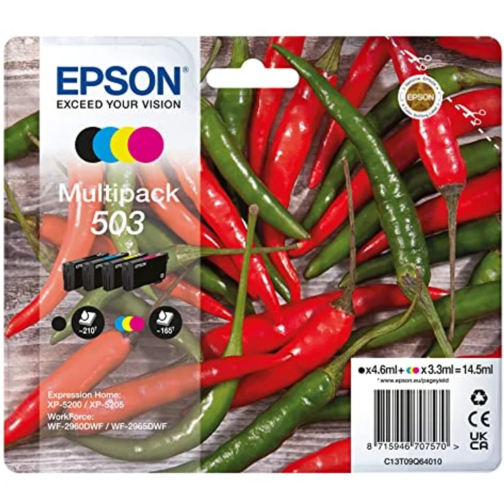 Epson Original 503 Tinte Chili Multipack 4-farbig Standard, XP-5200 XP-5205 WF-2960DWF WF-2965DWF, ReadyPrint Flex-Tintentarife