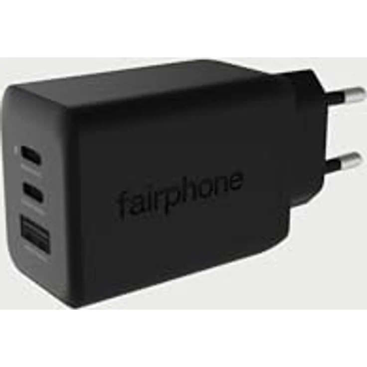 Fairphone Dual USB-C + USB Schnellladegerät 65W, Schwarz, leistungsstark mit dualer Ladeoption – Bild 2