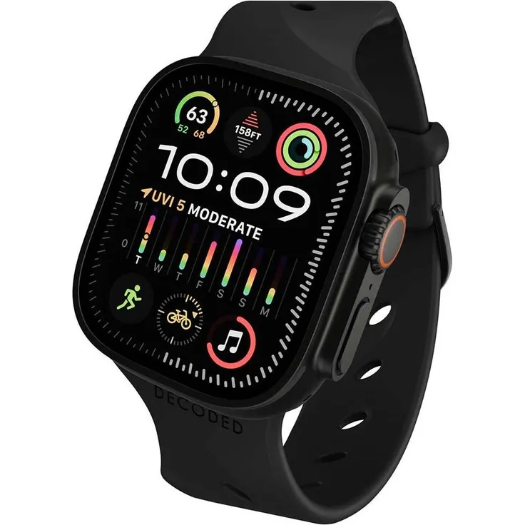 Decoded Ares Splice, Silikon-Uhrenarmband für Apple Watch 38–42 mm, schwarz
