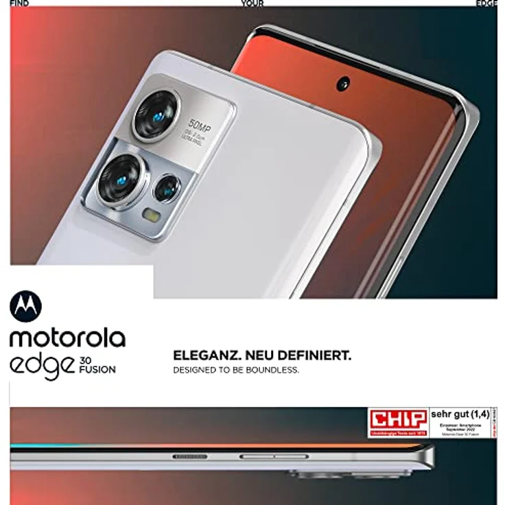 Motorola edge30 fusion Smartphone (6,55"-FHD+-Display, 50-MP-Kamera, 8/128 GB, 4400 mAh, Android 12), Aurora White, inkl. Schutzcover + KFZ-Adapter  - Preisvergleich – Bild 2