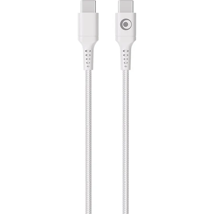Bigben Connected USB-C zu USB-C Kabel, 100W 5A, 1.2m geflochten, Weiß, umweltfreundlich aus 100% recyceltem Kunststoff