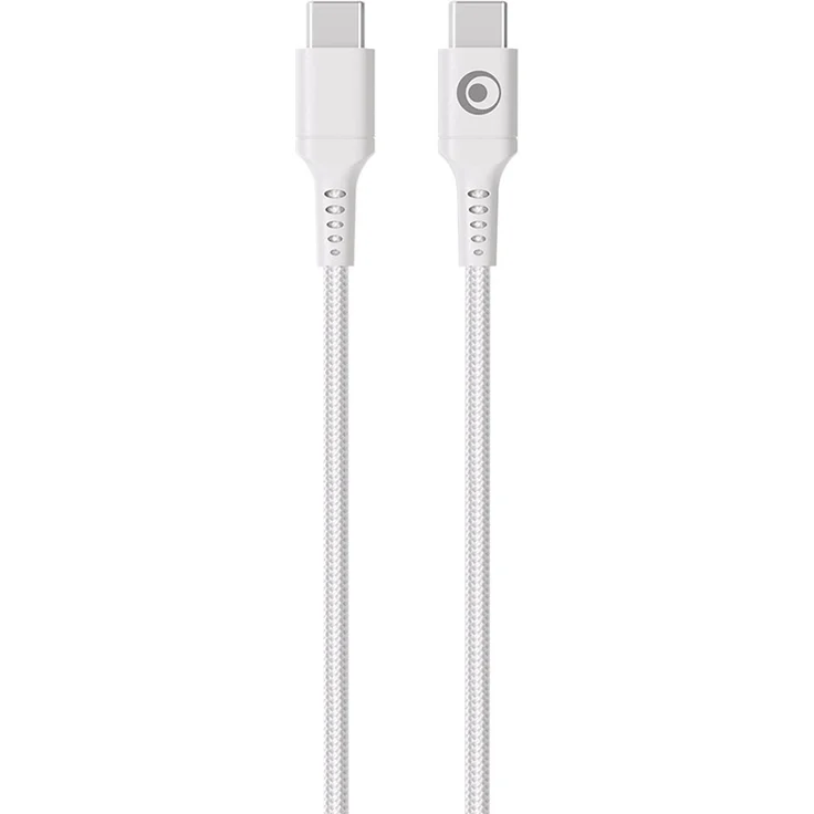 Bigben Connected USB-C zu USB-C Kabel, 100W 5A, 1.2m geflochten, Weiß, umweltfreundlich aus 100% recyceltem Kunststoff