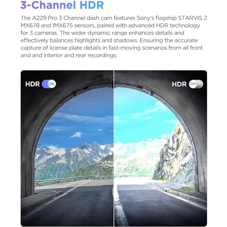 VIOFO A229 PRO 3-Kanal 4K + 2K + 1080P HDR Auto Armaturenbrett-Kamera mit Starvis 2 Sensoren (A229 PRO 3CH) – Bild 5