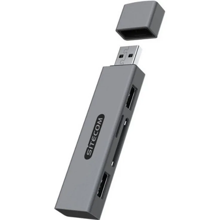 Sitecom Speicherkartenleser MD-1013, Kartenleser mit 2 USB-Anschlüssen, SD/MicroSD, Plug & Play, bis 2 TB Speicher