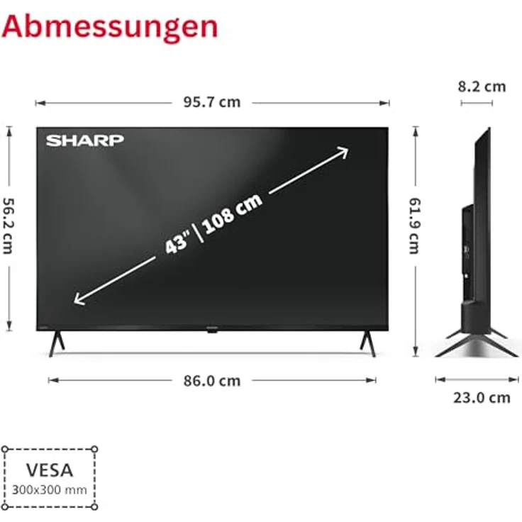 Sharp QLED TV 43HM5745E, 43 Zoll 4K UHD Smart Fernseher mit Dolby Vision HDR, Dolby Atmos und Triple-Tuner – Bild 3