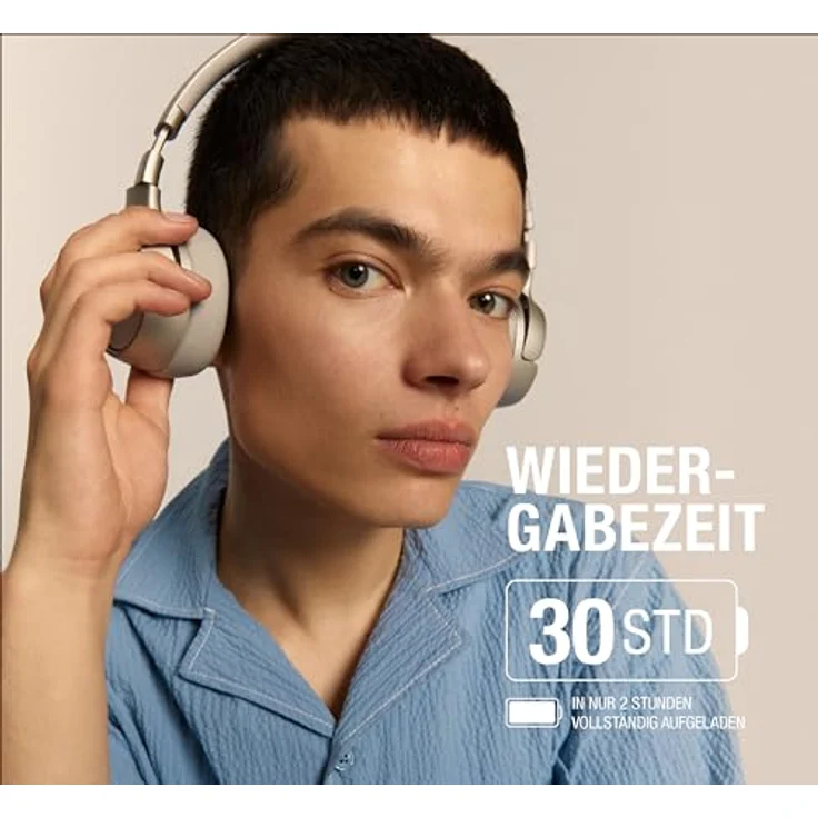 Fresh 'n Rebel Code Fuse, Bluetooth-Kopfhörer on-Ear, kabellos, 30 Stunden Spielzeit, mit Mikrofon und Sprachassistent, Lautstärkeregler und Wiedergabe/Pause-Tasten, faltbar (Silky Sand) – Bild 2