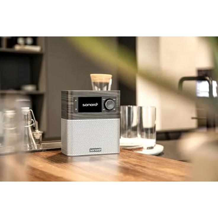 sonoro Stream Internetradio mit Bluetooth & DAB Plus (UKW/FM, WLAN, Spotify, Amazon, Deezer, App, spritzwassergeschützt) Küchenradio Mooreiche/Silber – Bild 2