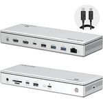 WAVLINK Thunderbolt 4 Dockingstation, Single 8K/Triple 4K Monitor, 96W PD, 2 Thunderbolt 4-Ports, 2xHDMI, 2xUSB-A 3.1, 2xUSB-A 3.0, USB-C, Ethernet, SD/MicroSD, Audio/Mic