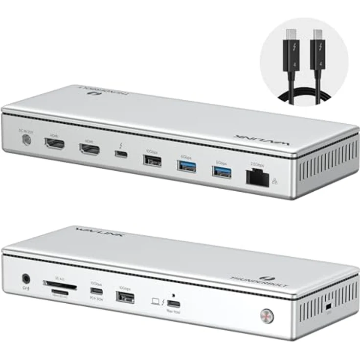 WAVLINK Thunderbolt 4 Dockingstation, Single 8K/Triple 4K Monitor, 96W PD, 2 Thunderbolt 4-Ports, 2xHDMI, 2xUSB-A 3.1, 2xUSB-A 3.0, USB-C, Ethernet, SD/MicroSD, Audio/Mic – Bild 1