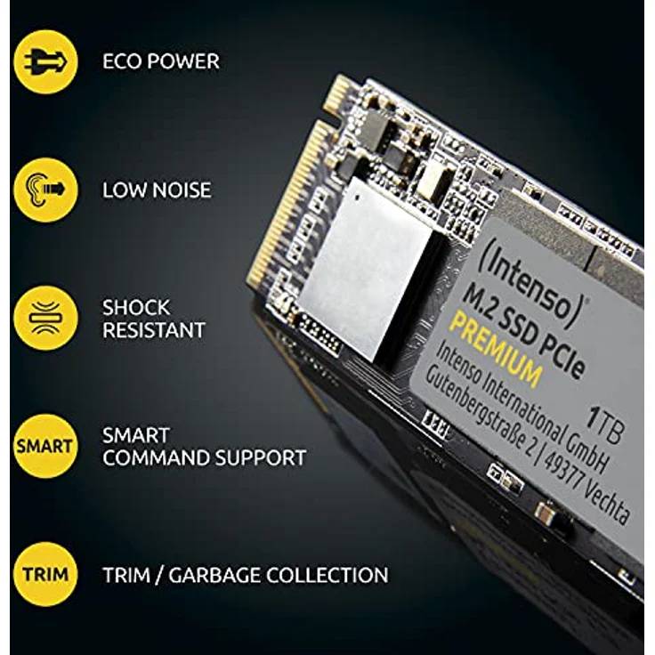 Intenso 2TB M.2 SSD PCIe Premium, bis zu 2100 MB/s, (PCI Express Gen.3x4 NVMe 1.3, Solid State Drive) – Bild 2