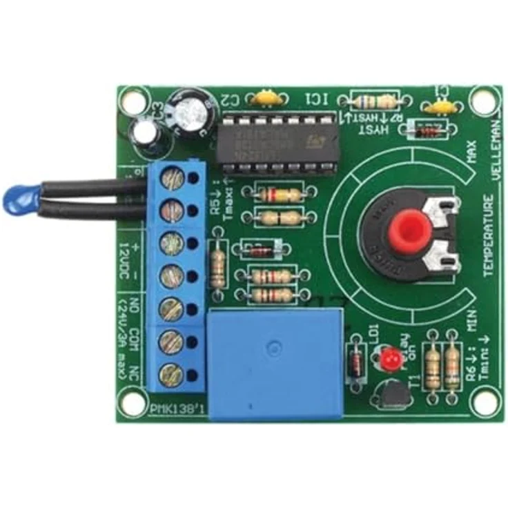 Whadda Thermostat Lötbausatz, DIY-Modul mit LED-Anzeige und NTC-Temperatursensor, Temperaturbereich +5 °C bis +30 °C – Bild 2