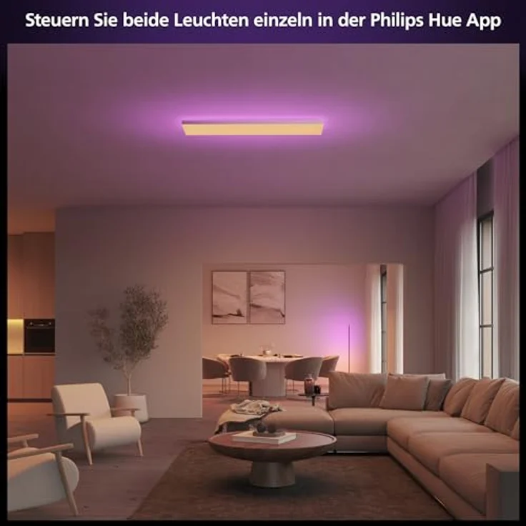Philips Hue Datura smarte Panelleuchte (rechteckig 30 x 120 cm), weißes & farbiges Licht, Bluetooth kompatibel, Sprachsteuerung mit Alexa, Apple Home & Google Assistant – Bild 4