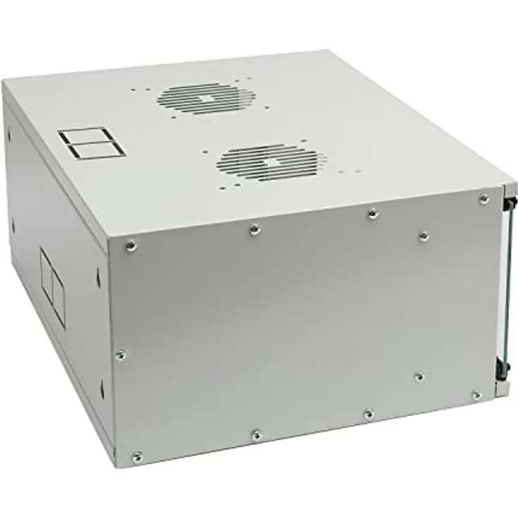 HMF 65704-07 Netzwerkschrank, Serverschrank 19 Zoll | 4 HE | 400 mm Tiefe | Glastür | Lichtgrau, abschließbar und robust hergestellt – Bild 2