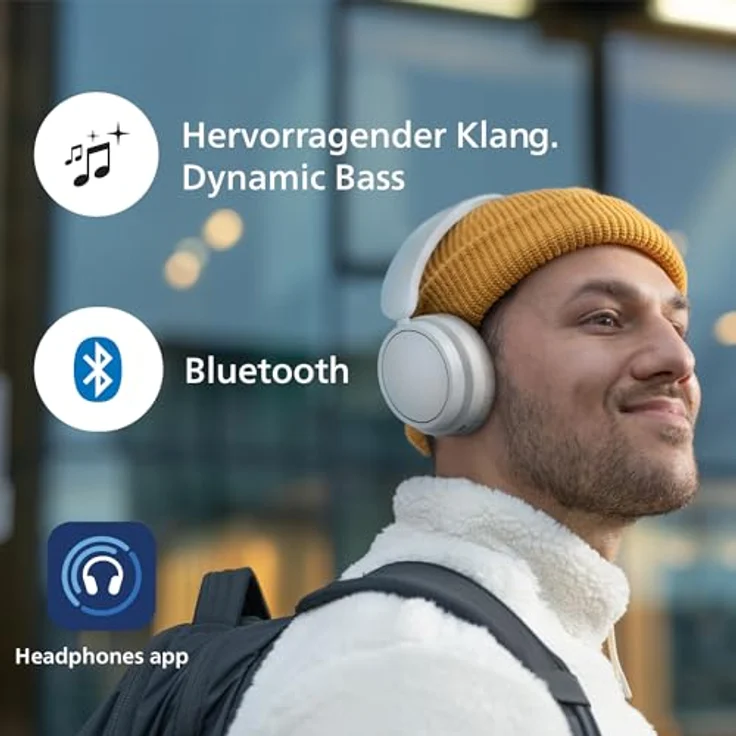 Philips TAH5209 Over-Ear-Kopfhörer (Geräuschisolierung, Multi-Point-Verbindung, Sprachsteuerung, Alexa, Google Assistant, A2DP Bluetooth, AVRCP Bluetooth, Bluetooth, HFP) – Bild 6
