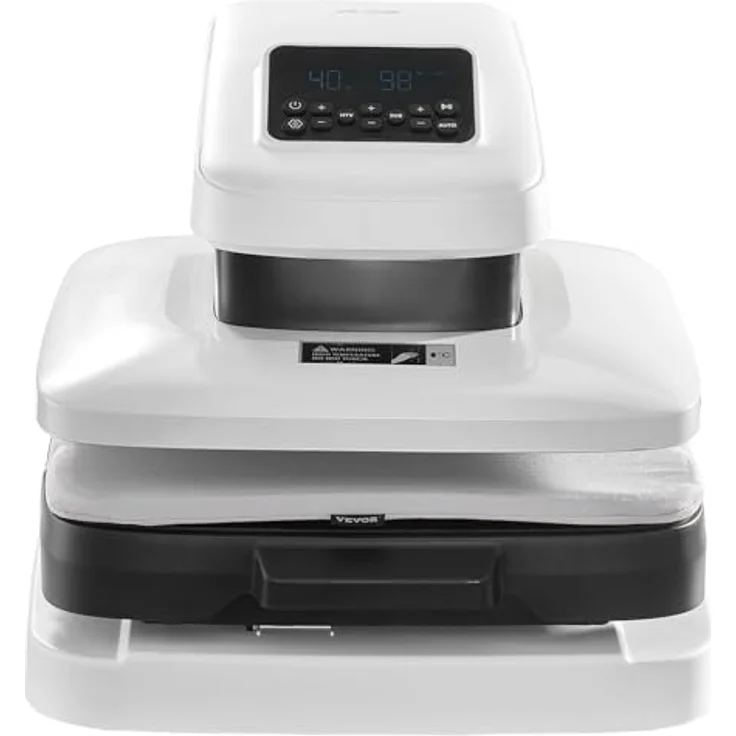 VEVOR automatische Hitzepresse AP-999, 38 x 38 cm T-Shirt-Presse mit digitaler Anzeige, automatischer Freigabe und einstellbarem Druck, Weiß – Bild 9
