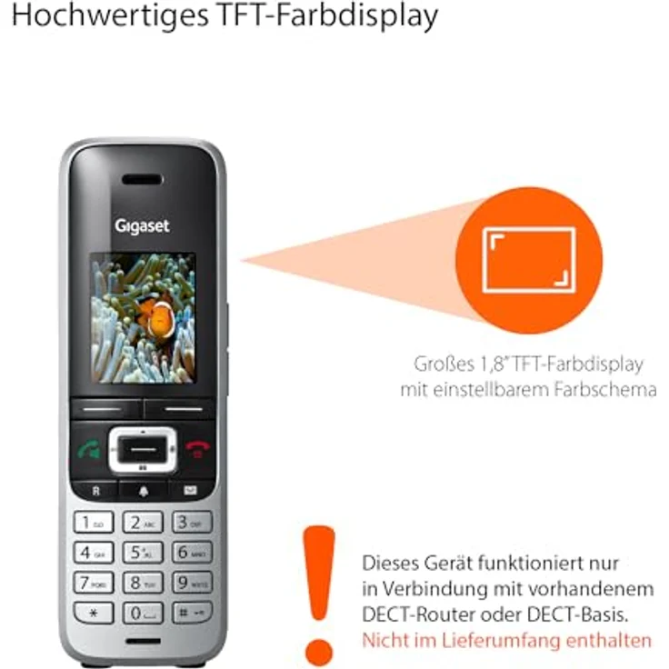 Gigaset Premium 100HX, DECT-Mobilteil mit Ladeschale, Schnurloses Telefon, Erweiterung für Router und DECT-Basis – Fritzbox-kompatibel, Datensynchronisation per USB, top Akustik, Platin-schwarz (S30852-H2669-B111) – Bild 2