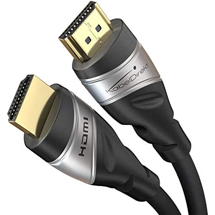 KabelDirekt – 8K/4K HDMI-2.1-Kabel – 2 m – von HDMI zertifiziert für höchste Qualität (8K@60Hz, Ultra High Speed/48G, neuester Standard, optimal für PS5/Xbox, Monitor/TV/Beamer, silbern) – Bild 1