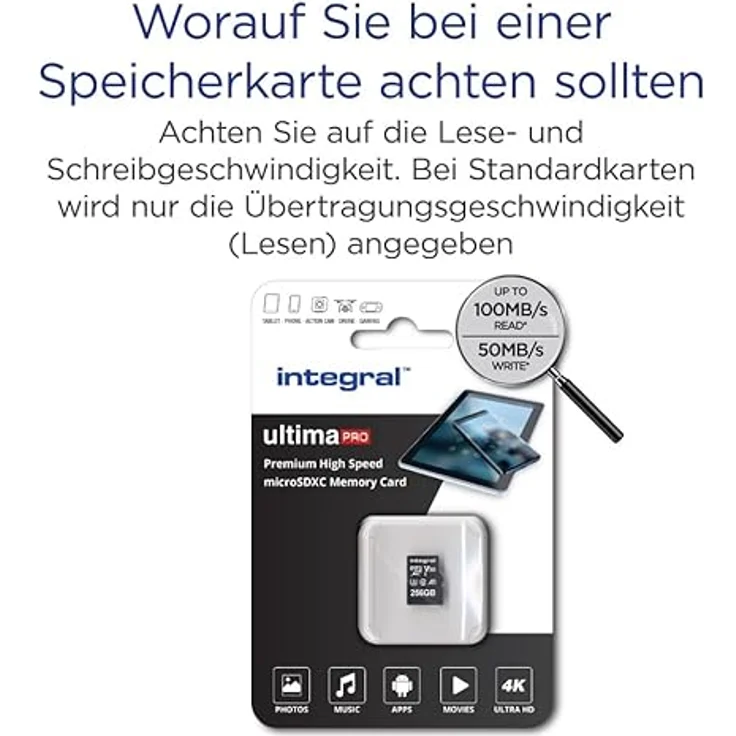Integral Premium High Speed R100/W90 microSDXC 256GB Kit, UHS-I U3, A1, Class 10 (INMSDX256G-100/90V30) – Bild 4