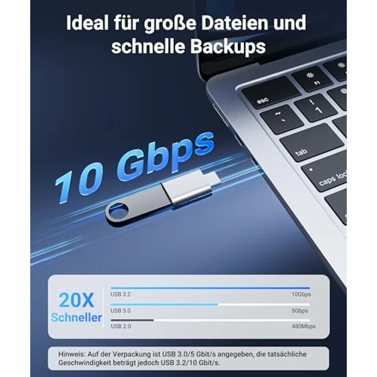 Syntech USB C Adapter auf USB 3.0, 2er Pack, OTG Adapter für Thunderbolt 4/3, kompatibel mit iPhone 16 Pro Max, MacBook Pro/Air 2021, iPad Mini Pro, Silber – Bild 3